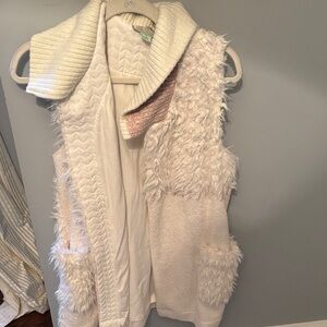 Anthropologie Cream Textured Vest
